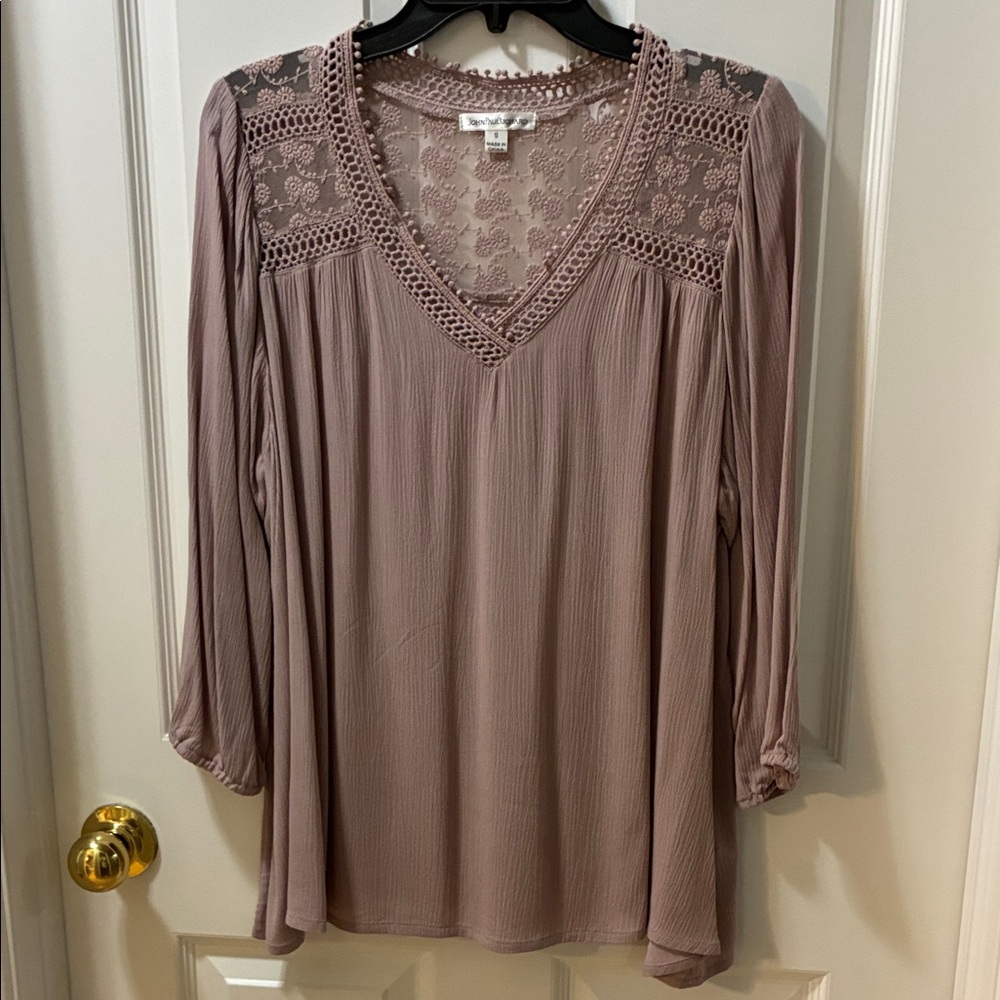 JohnPaulRichard Mauve Lace Detail Blouse